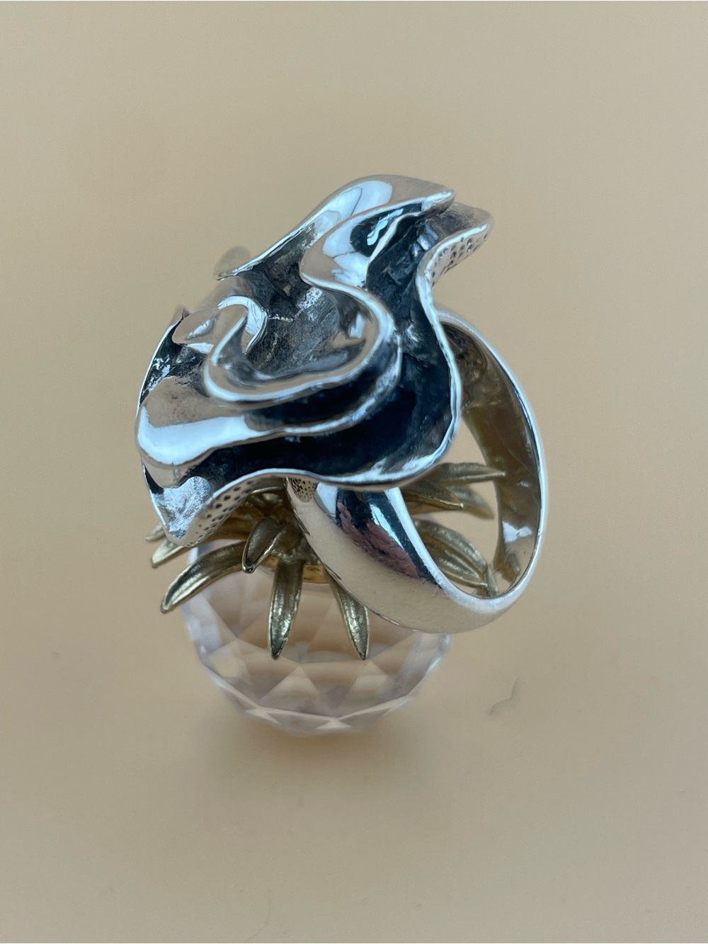 Sterling Silver Statement Flower Ring 925 Thailand Artisan Design - Picture 4 of 13